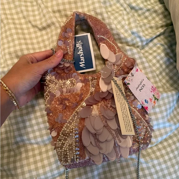 NWT Tj maxx/ Marshalls pink beaded bag - Picture 1 of 6